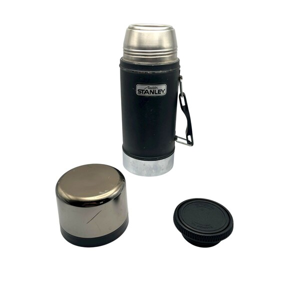 Vintage Stanley Thermos 24 Oz Black Wide Mouth with Handle A-13508 - Picture 5 of 9